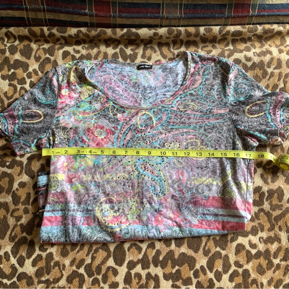 GERRY WEBER y2k vibes floral paisley beaded bejeweled tee shirt t-shirt top - Picture 6 of 8